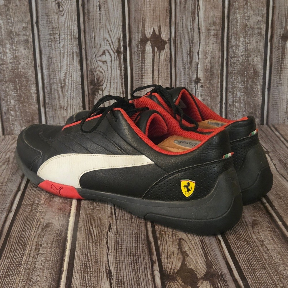 Sz 11 Mens Puma Scuderia Ferrari Future Cat Black Red White Leather Sneakers - Picture 6 of 10